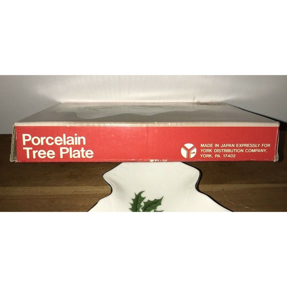 Porcelain Painted Tree Plate York Distribution Co Vintage Christmas Collectible - Picture 9 of 9